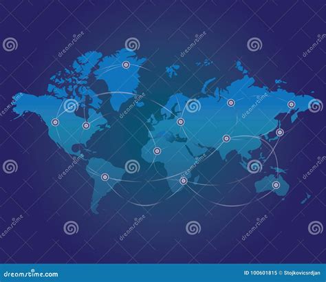 Mapa Del Mundo Conectado Ilustración Del Vector Ilustración De Negocios 100601815