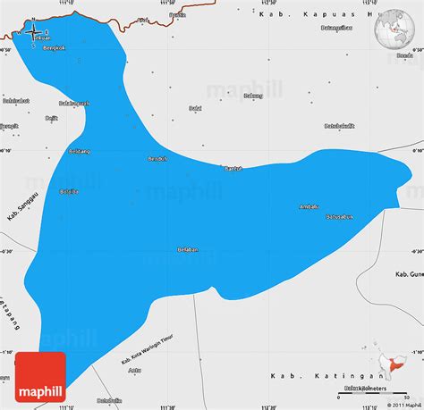 Political Simple Map of Kab. Sintang, single color outside, borders and ...