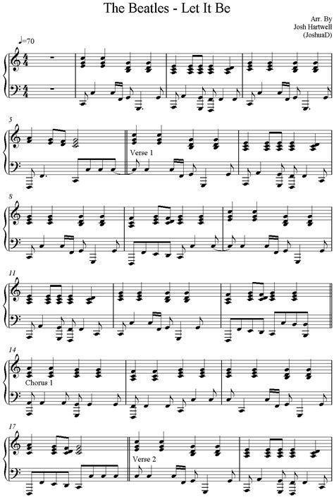 Partitura Para Piano De Let It Be The Beatles Partituras De Piano Sheet Music For Piano