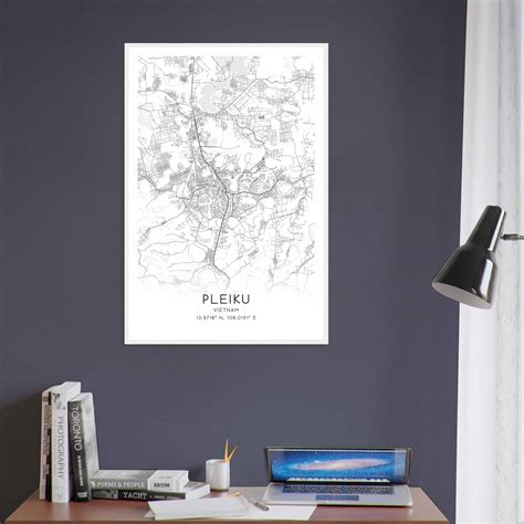 Pleiku Vietnam Map Poster, Pleiku City Road Wall Art Print - Custom ...