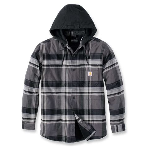 CARHARTT RUGGED FLEX RELAXED FIT FLANNEL FLEECE LINED HOODED SHIRT JAC