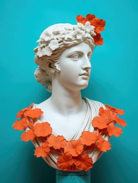 Premium Ai Image A White Stone Statue Bust Of A Greek God With A