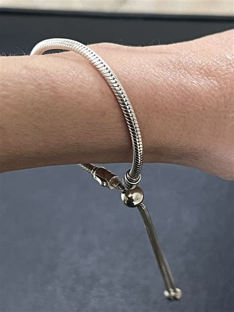 Authentic Pandora Moments Snake Chain Slider Bracelet Gem