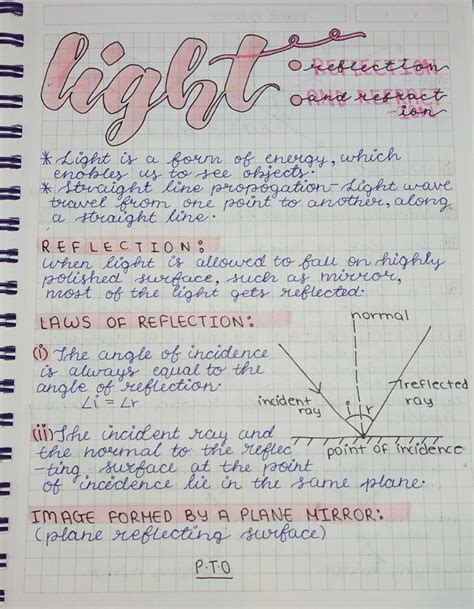 Light Reflection And Refraction Handwritten Notes Artofit