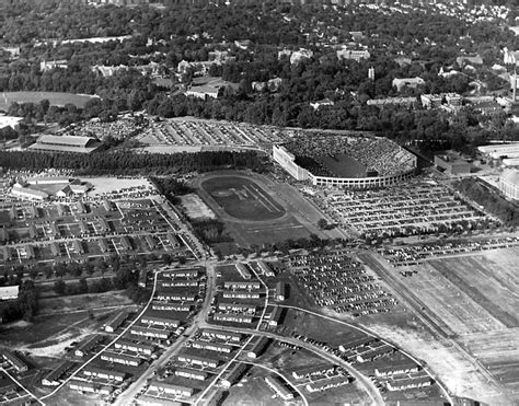 On the Banks of the Red Cedar| Aerial shot of the football stadium, 1948