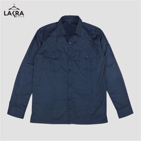 Jual Lakra Basic Work Shirt Long Premium Kemeja Kerja Lengan Panjang