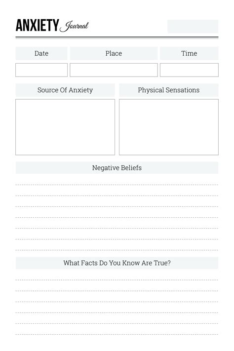 Anxiety Journal Template