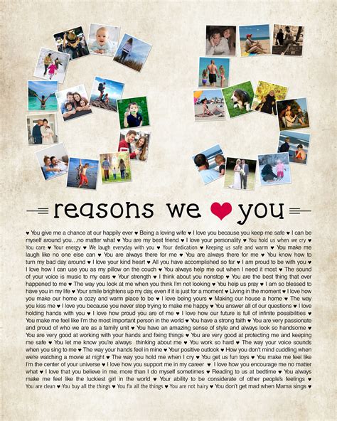 Reasons We Love You Photo Collage Th Birthday Etsy