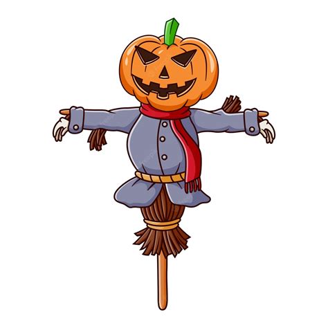 Premium Vector Pumpkin Scarecrow Cartoon Character