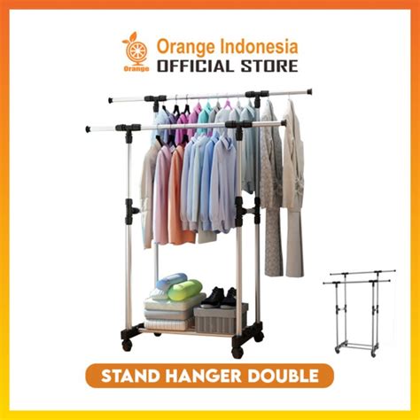 Jual Stand Hanger Gantungan Kayu Pasang Bayi Double Termurah A0W3 Baju