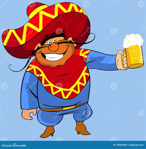 Mexican With A Beer Stock Illustration Illustration Of Beverage