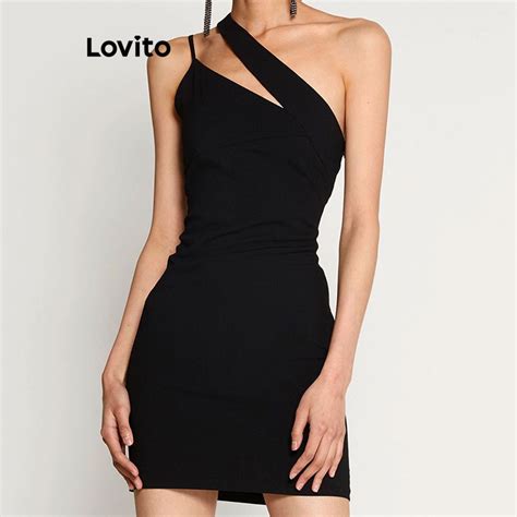 Lovito Women Elegant Plain Asymmetrical Cut Out Dress LNL46032 Shopee