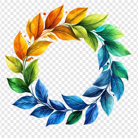 A Wreath With Leaves And Flowers On It Premium Ai Generated Psd