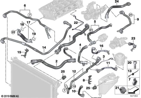 BMW 530eX Bracket Coolant Hose Wagon Cooling Hoses 17128681505