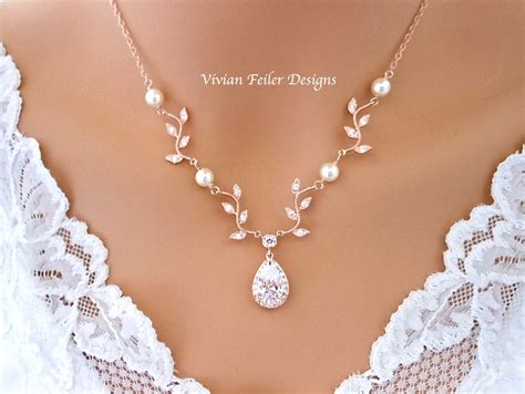 Wedding Necklace Y Bridal Vine Necklace Rose Gold Jewelry Etsy