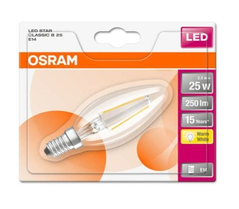 10er Osram Led E14 B35 Kerze Filament Klar 2 5w 25w Birne 250lm