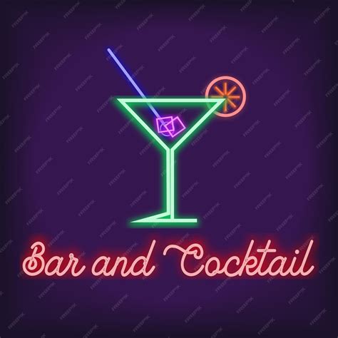 Premium Vector Cocktail Bar Neon Sign