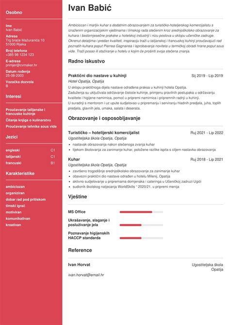 Najbolji Primjeri Cv A I Predložaka životopisa Za Pisanje Cv