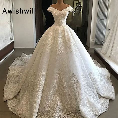 Wedding Dress 2022 Full Sleeve Sexy V Neck Sweep Train Ball Gown