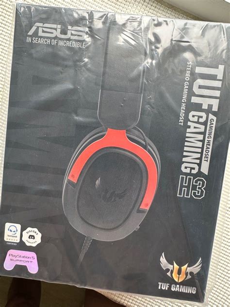 ASUS TUF Gaming H3 Gaming Headset Red Audio Headphones Headsets