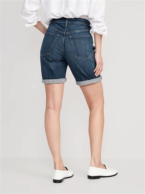 Short Og Droit Taille Haute En Denim Pour Femme Entrejambe De Cm