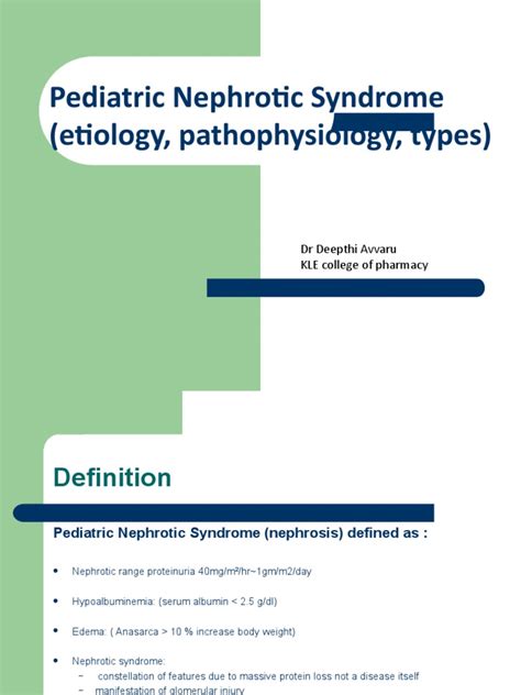 Pediatric Nephrotic Syndrome (Etiology, Pathophysiology, Types) | PDF ...