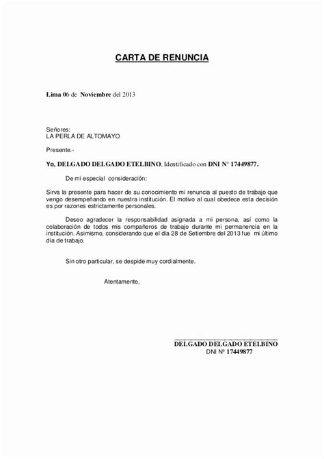 50 Formato Carta De Renuncia Sencilla