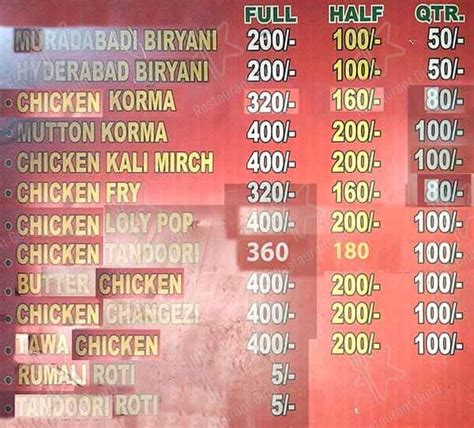 Menu At Shama Muradabadi Chicken Corner New Delhi Shop No 3 4b