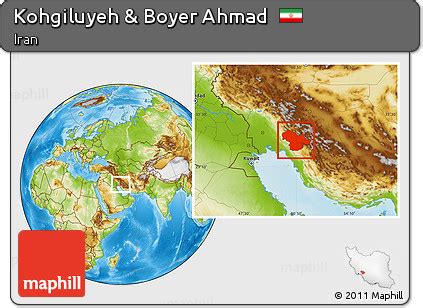 Free Physical Location Map of Kohgiluyeh & Boyer Ahmad