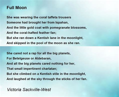 Full Moon - Full Moon Poem by Victoria Sackville-West