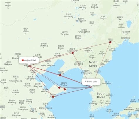 All Flight Routes From Beijing To Seoul Pek To Icn Flight Routes