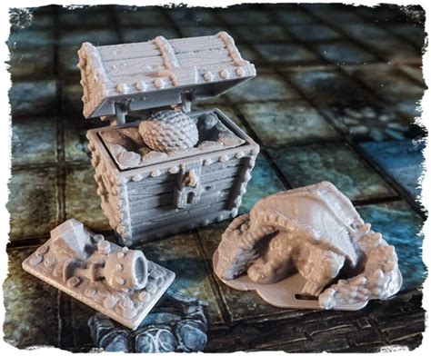 Treasure Chests Set Dnd Miniature Terrain 15mm 28mm 32mm Etsy