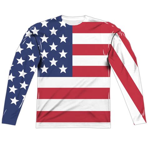 American Flag Patriotic Mens Long Sleeve Front And Back Print Shirt