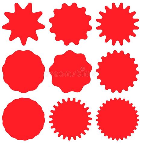 Set Of Red Retro Blank Starburst Sunburst Badges Vector Illustration