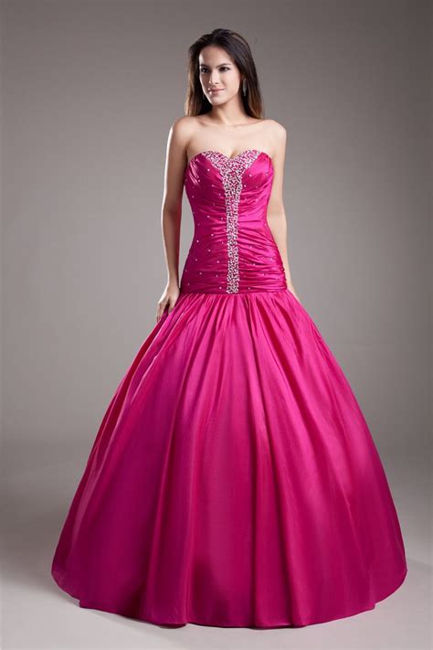 Sexy Ball Gown Sweetheart Sleeveless Floor Length Hot Pink Taffeta