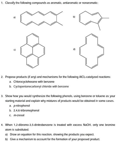 SOLVED Classify The Following Compounds As Aromatic Antiaromatic Or