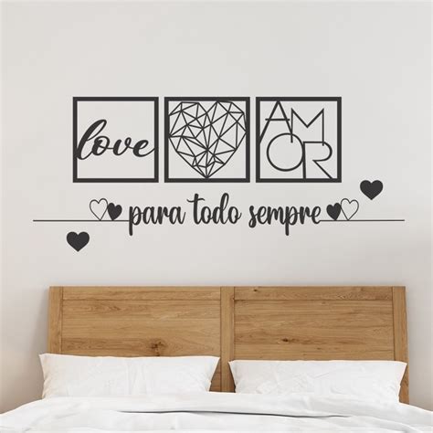 KIT 3 Quadros Para todo Sempre Love e Coração Geométrico Amor 2 Mini