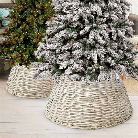 Rattan Christmas Xmas Tree Skirt Wicker Stand Base Basket Cover Floor