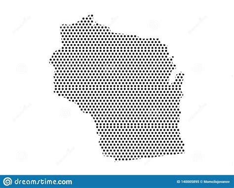 Mapa Del Modelo Punteado Del Estado De Los E E U U De Wisconsin