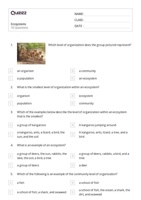 50 Ecosystems Worksheets On Quizizz Free And Printable