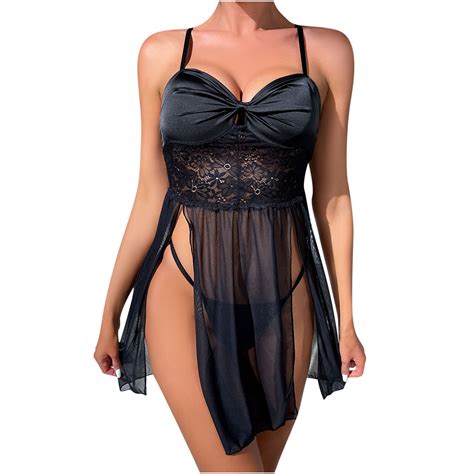 Byoimud Women S Lingerie Set Piece Deep V Lace Halter Nighty Chemsie