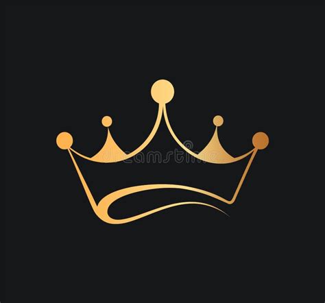 Queens or Kings Crown Vector Logo. Golden Corona Logotype on Dark Background Stock Illustration ...