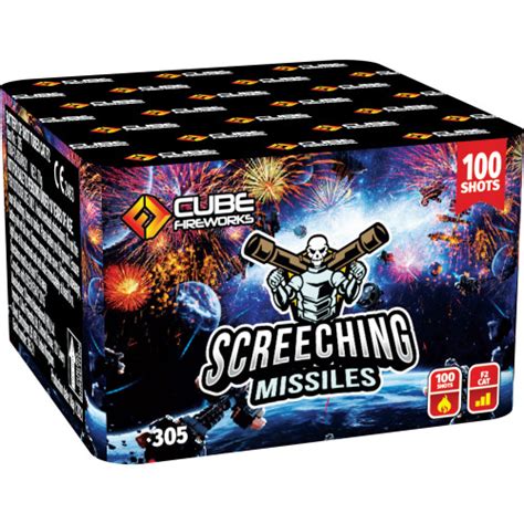 Screcching Missiles 100 Shot Barrage Cube Fireworks Supplying The