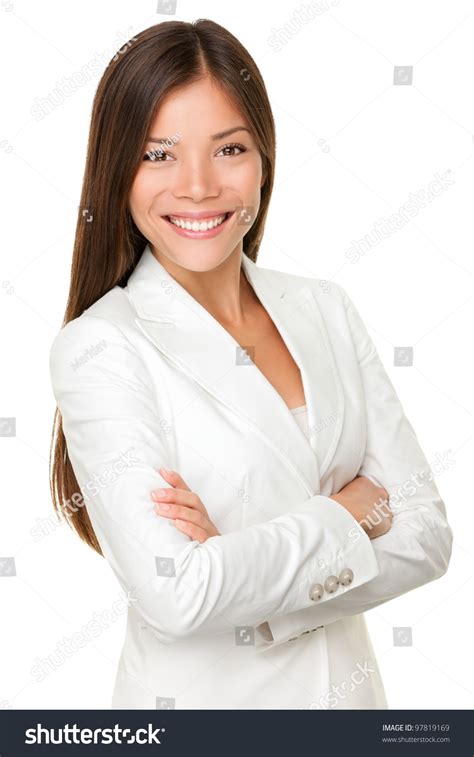 Asian Business Woman Businesswoman Portrait Of Smiling Happy Mixed