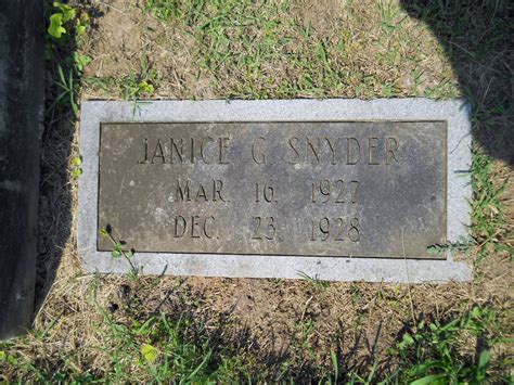 Janice Genevieve Snyder 1927 1928 Homenaje De Find A Grave