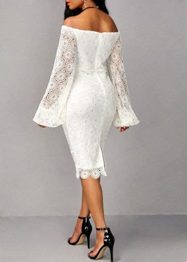 Long Sleeve White Off The Shoulder Sheath Dress Usd 35