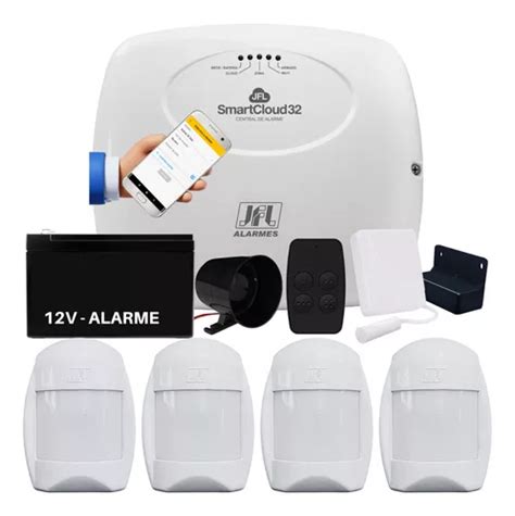 Kit Alarme Smart Cloud 32 Aplicativo Wifi 5 Sensores Jfl