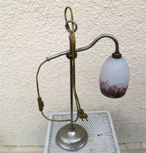 LAMPE D ATELIER Ou De Bureau Ancienne Tulipe Pate De Verre EUR 74 90