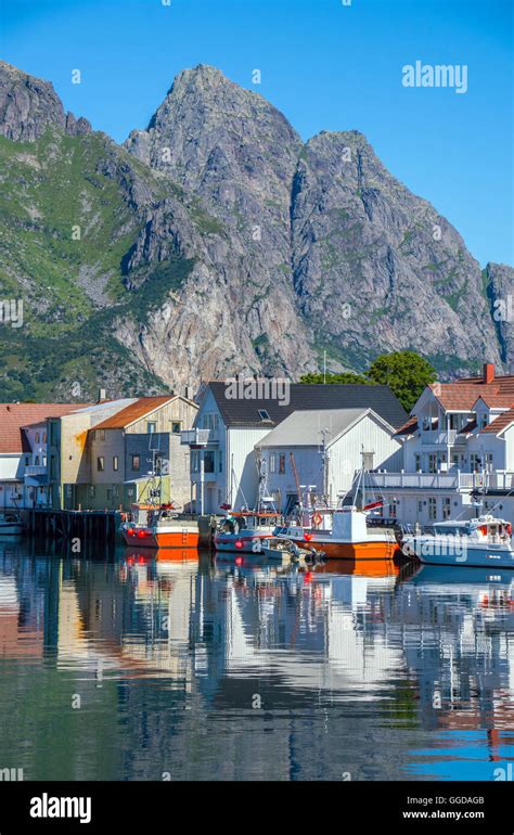 Henningsvaer Fishing Village Lofoten Islands Arctic Norway Stock Photo