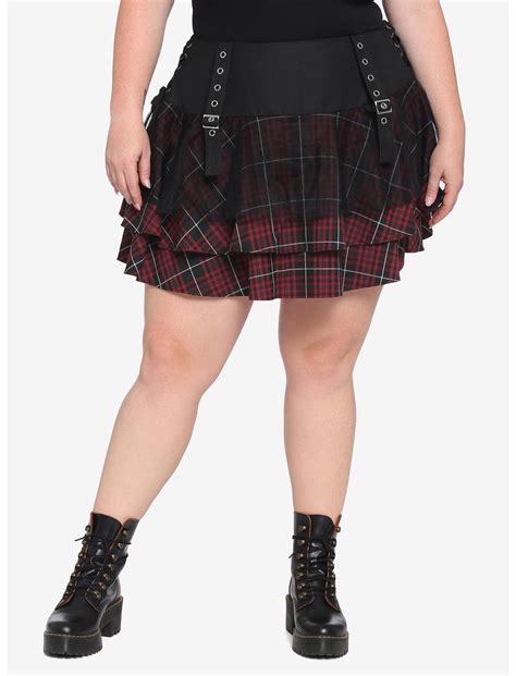 Maroon Plaid Yoke Skirt Plus Size Hot Topic